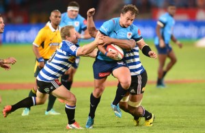 Deon Stegmann gets stopped by Western Province