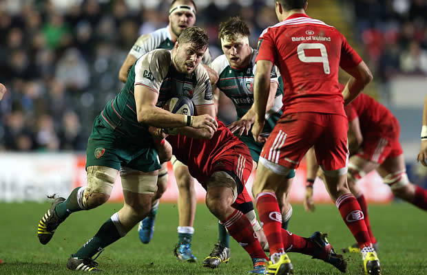 Ed Slater on the charge for Leicester Tigers