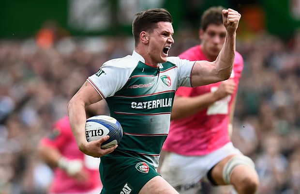 Freddie Burns celebrates for Leicester Tigers