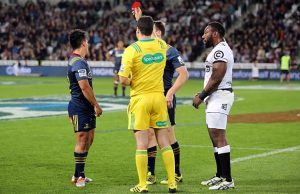 Jason Emery is red carded for a dangerous tackle on Willie le Roux