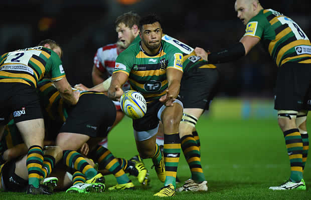 Luther Burrell clears the ball for Northampton Saints