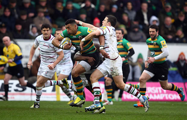 Luther Burrell powers forward against the Exiles