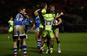 Mike Haley of Sale Sharks celebrates with his team