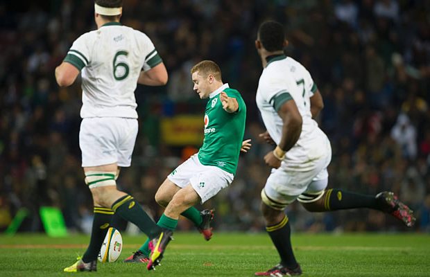 Paddy Jackson kicks a penalty for Ireland in Cape Town