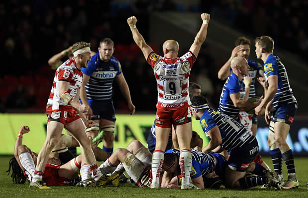 Willi Heinz celebrates victory for Gloucester