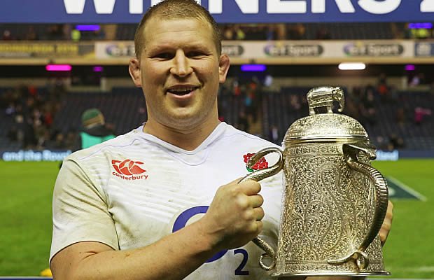 Dylan Hartley holds the Calcutta Cup
