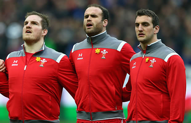 Gethin Jenkins, Jamie Roberts and Sam Warburton line up for Wales