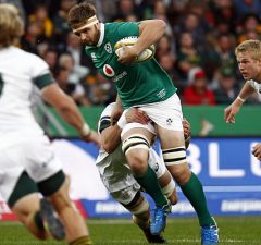 Iain Henderson tries to break through South African's defence