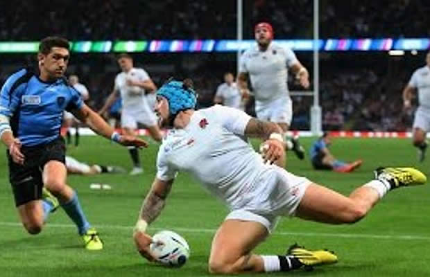 Jack Nowell scores for England