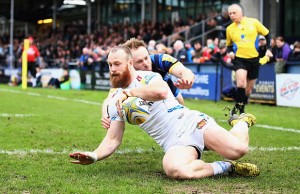 James Short scores the opening try for Exeter