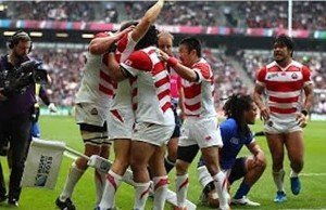 Japan celebrate victory over Samoa