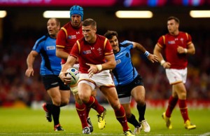 Scott Williams on the attack for Wales