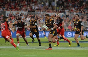 Seta Tamanivalu of the Chiefs in action against the Crusaders