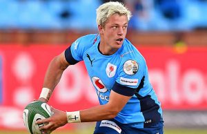 Tian Schoeman clears the ball for the Blue Bulls